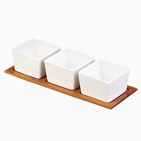 Schüsseln Set mit Bambusunterlage (4 Stk.) - Basic