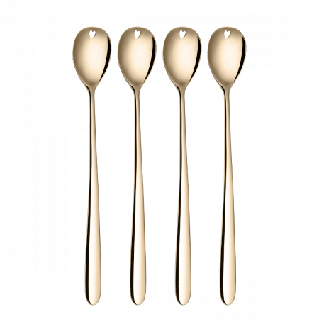 Latte Löffel mit Herz champagne 4er Set – Love Cutlery