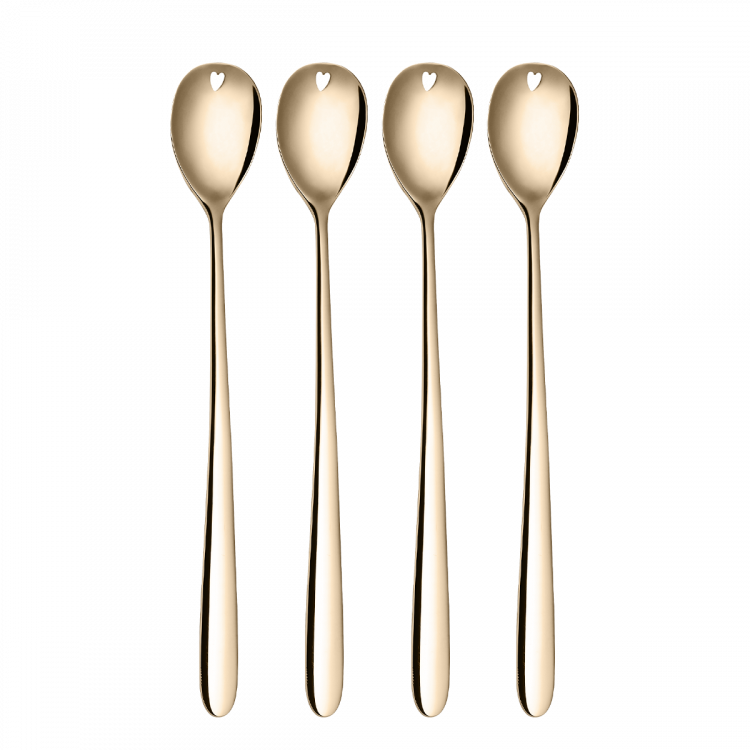 Latte Löffel mit Herz champagne 4er Set – Love Cutlery