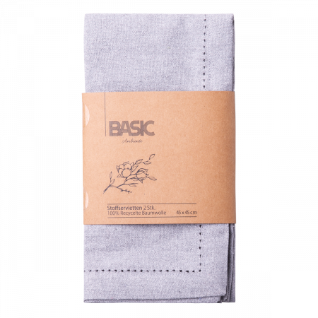 Stoffservietten 45 x 45 cm Silber-Melange, 2 Stk. - Basic Ambiente