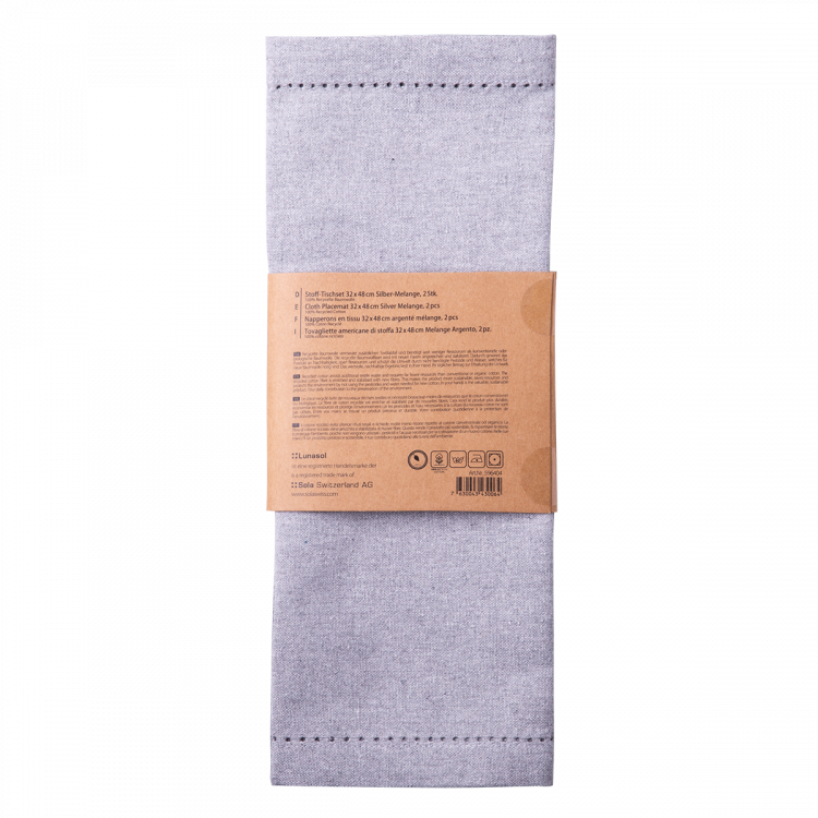 Stoff-Tischset 32 x 48 cm Silber-Melange, 2 Stk. - Basic Ambiente