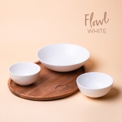 Set 4-tlg. Flowl Gaya Atelier weiss + Tablett Triangle Akazie