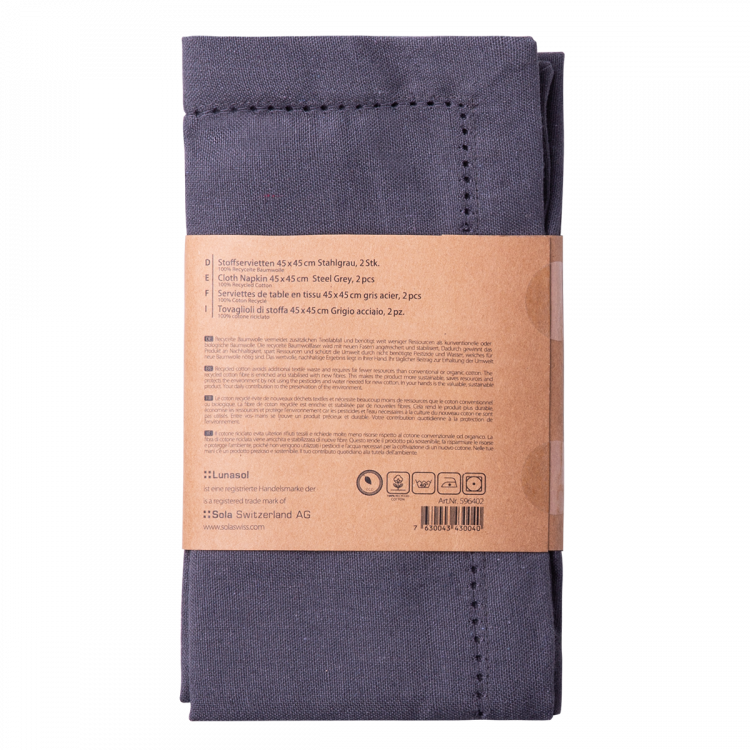 Stoffservietten 45 x 45 cm Stahlgrau, 2 Stk. - Basic Ambiente