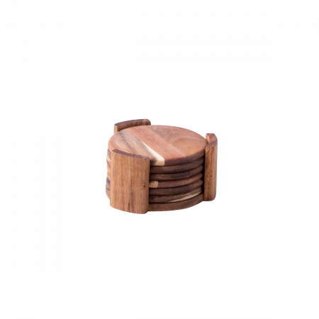 Glasuntersetzer Akazie 7-tlg. ø 11.8 cm 5.8 cm - FLOW Wooden