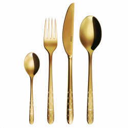 Besteckset 24-tlg. - Montreal PVD gold poliert Laser Love