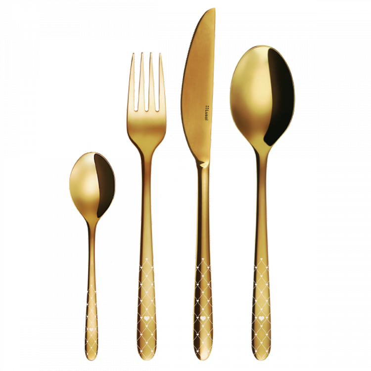 Besteckset 24-tlg. - Montreal PVD gold poliert Laser Love