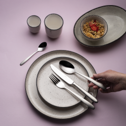 Porzellan Becher Set 8-tlg. - Gaya Atelier light grey speckled