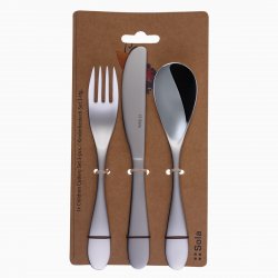 Kinderbesteck Set 3-tlg. auf Hängekarton Basic Alpha poliert