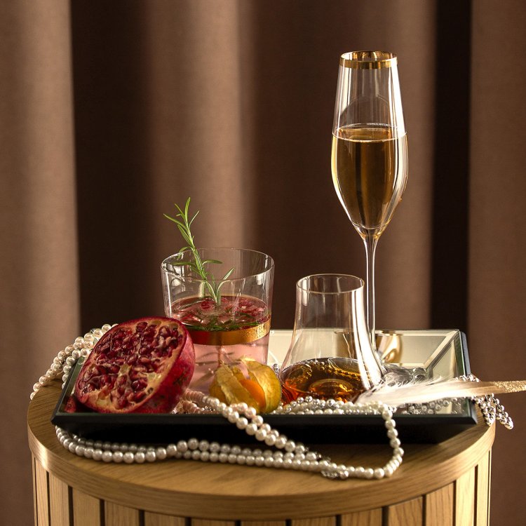 Champagner 210 ml - PREMIUM Glas Crystal mit Gold-Rand
