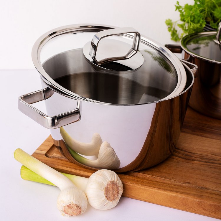 Topf Merkur Luxus mit Glasdeckel 3,2 L Platinum Lunasol