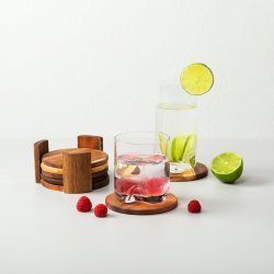 Glasuntersetzer Akazie 7-tlg. ø 11.8 cm 5.8 cm - FLOW Wooden