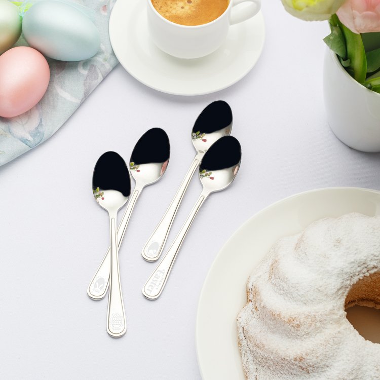 Kaffeelöffel-Set 4-tlg. mit Laser „Ostern“ - Roma