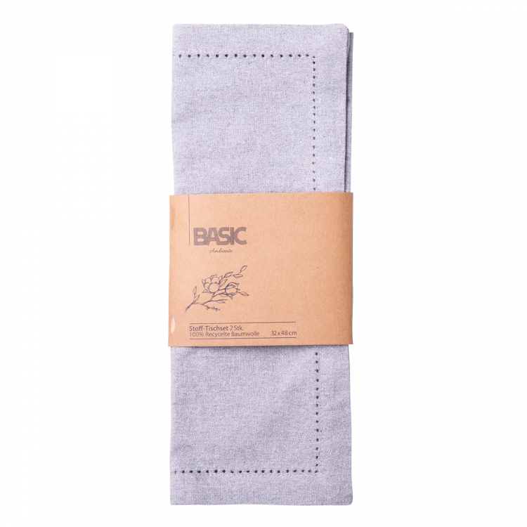 Stoff-Tischset 32 x 48 cm Silber-Melange, 2 Stk. - Basic Ambiente