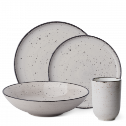 Porzellan Set 16-tlg. - Gaya Atelier light grey speckled