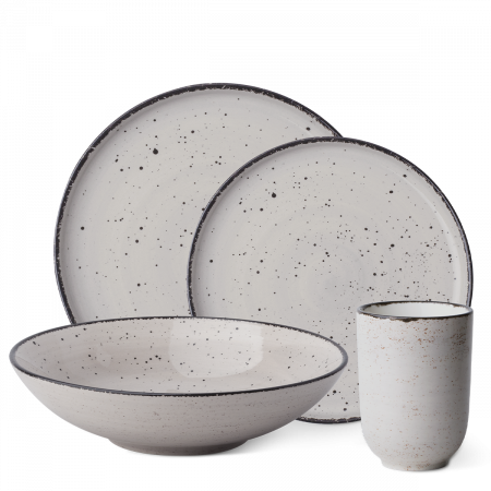 Porzellan Set 16-tlg. - Gaya Atelier light grey speckled