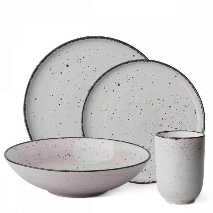Porzellan Set 16-tlg. - Gaya Atelier light grey speckled