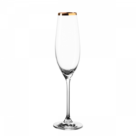 Champagner 210 ml - PREMIUM Glas Crystal mit Gold-Rand