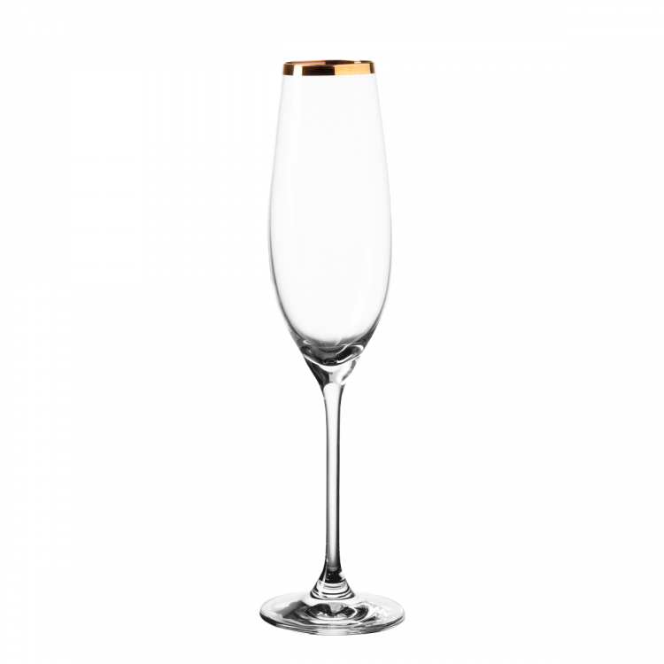 Champagner 210 ml - PREMIUM Glas Crystal mit Gold-Rand