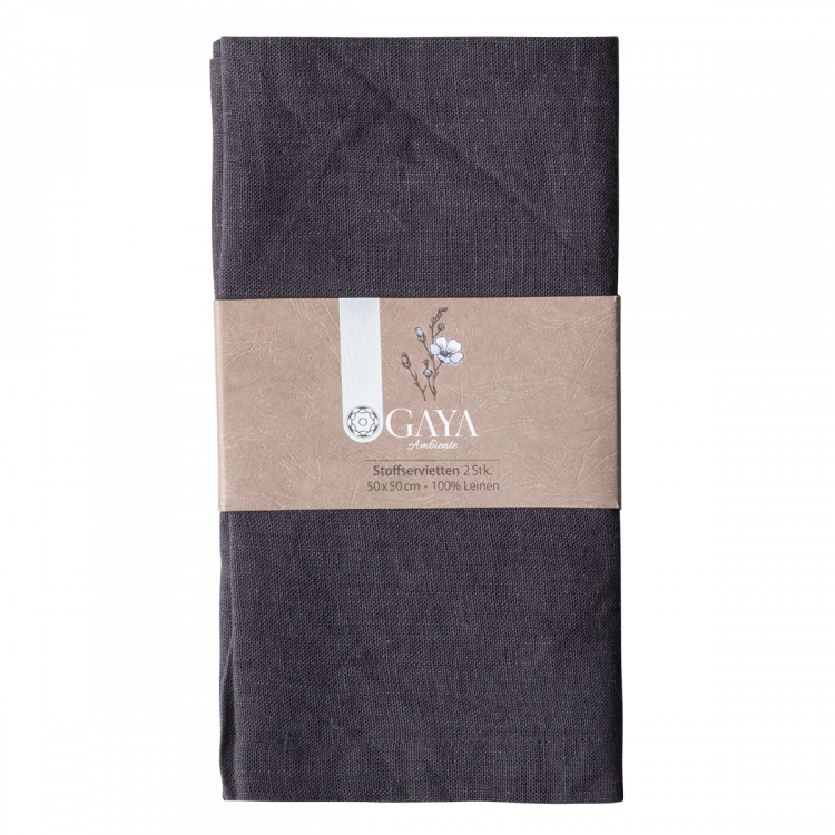 Stoffservietten 50 x 50 cm Anthrazit, 2 Stk. - Gaya Ambiente