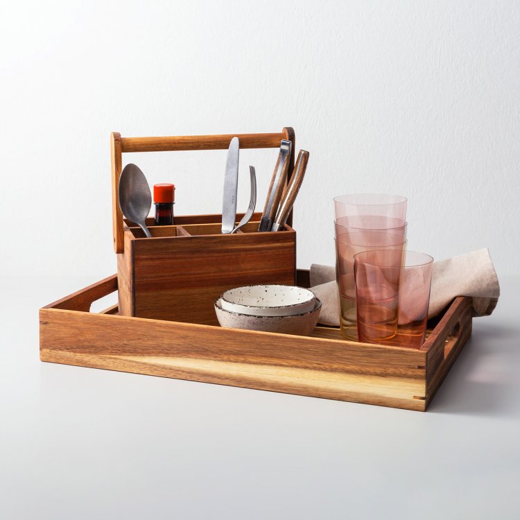 Serviertablett Akazie 45.7 x 30.5 x 6.3 cm - FLOW Wooden