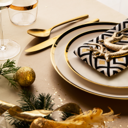 Dessertteller Coupe 20.5 cm Set 4-tlg. - FLOW Lunasol mit Gold-Rand