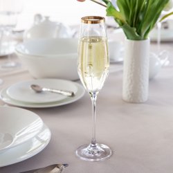 Champagner 210 ml - PREMIUM Glas Crystal mit Gold-Rand