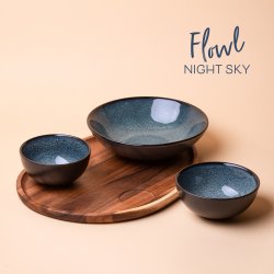 Set 4-tlg. Flowl Gaya Atelier Night Sky + Tablett Triangle Akazie