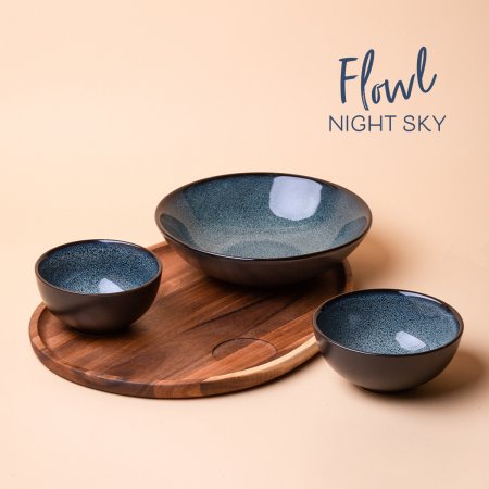 Set 4-tlg. Flowl Gaya Atelier Night Sky + Tablett Triangle Akazie