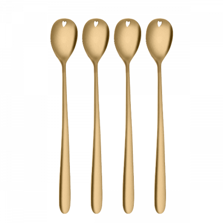 Latte Löffel mit Herz gold 4er Set – Love Cutlery