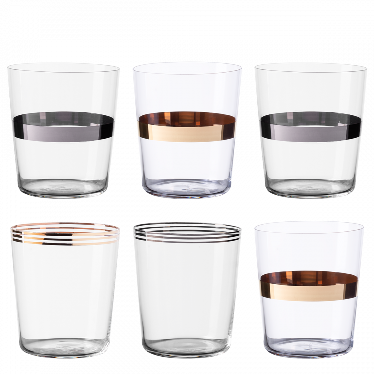 Glas-Konfigurator der Gläser mit Gold- und Platinstreifen – 21st Century
