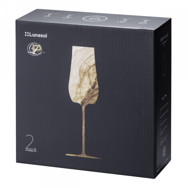 Champagner-Glas 220 ml Set 2-tlg. Green Wave Glas Lunasol