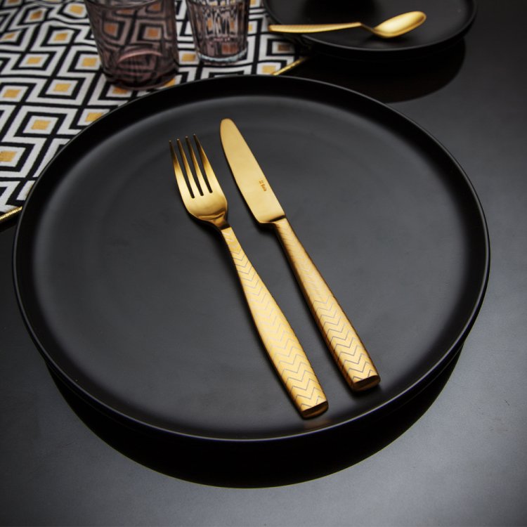 Besteckset 24 tlg. - Gaya All Satin Gold - Chevron