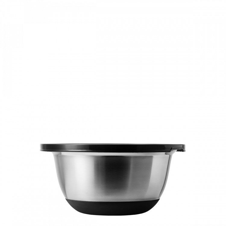 Rührschüssel-Set CNS 4-tlg. mit Kunststoffdeckel und rutschfestem Silikon-Boden Basic Kitchen