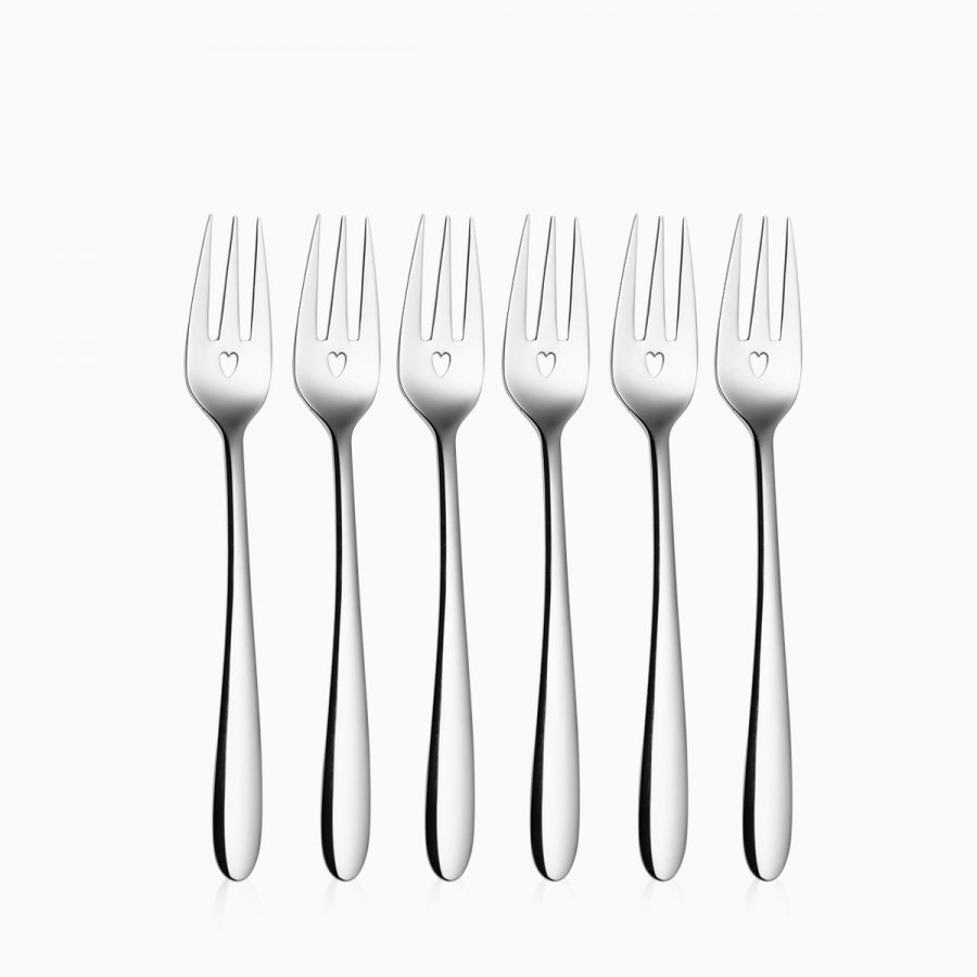 Kuchengabel-Set mit Herz 6 tlg. - Love Cutlery
