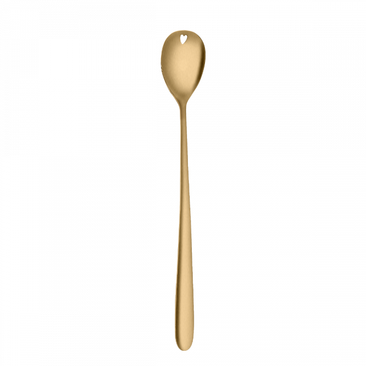 Latte-/Limonadenlöffel mit Herz PVD light gold - Love Cutlery