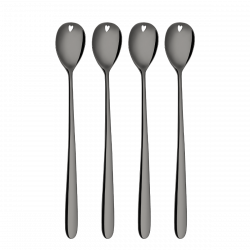 Latte Löffel mit Herz grau 4er Set – Love Cutlery