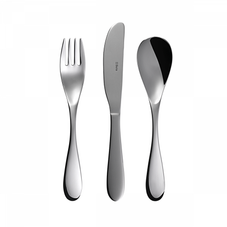 Kinderbesteck Set 3-tlg. auf Hängekarton Basic Alpha poliert