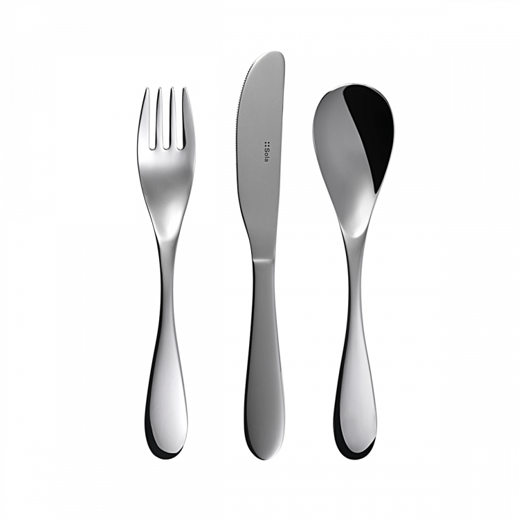 Kinderbesteck Set 3-tlg. auf Hängekarton Basic Alpha poliert