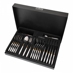 Besteckset 30-tlg. GAYA Exeter Stiel weiss matt, Ring Gold