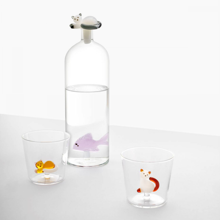 Flasche - Fisch pink und Katze weiss/schwarz Ichendorf