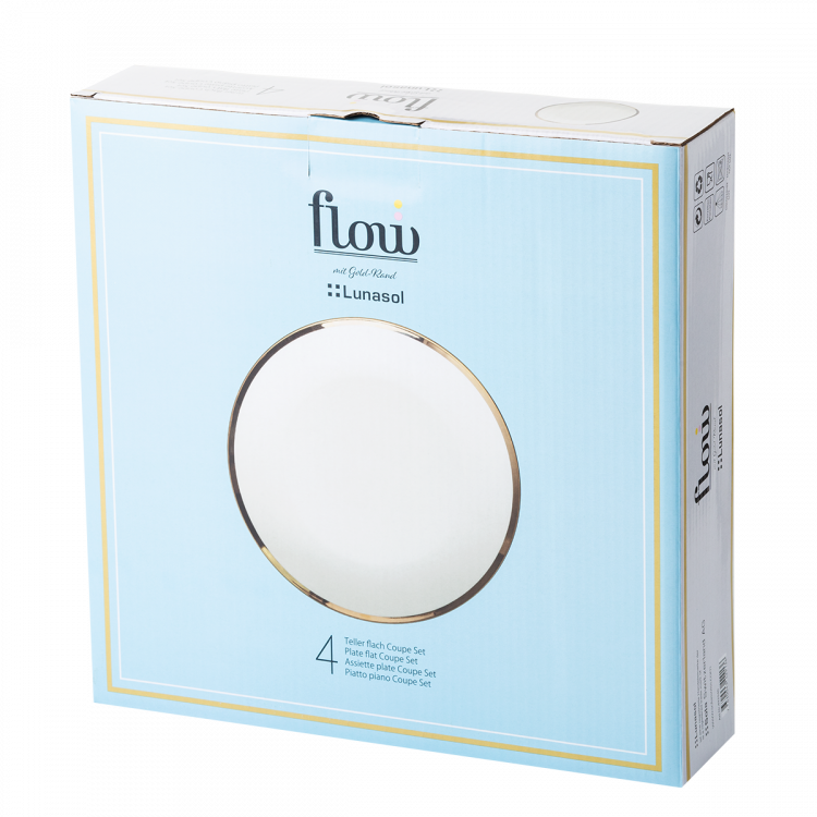 Teller flach Coupe 27 cm Set 4-tlg. - FLOW Lunasol mit Gold-Rand