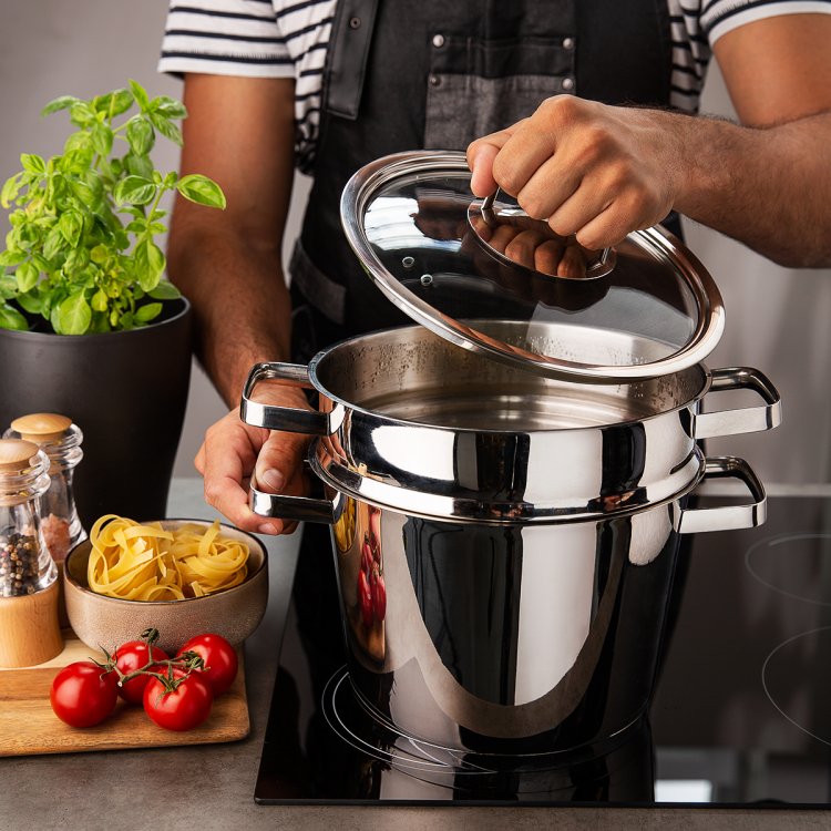 Pastatopf 24 cm, Merkur 6,5 l mit Glasdeckel Premium Lunasol