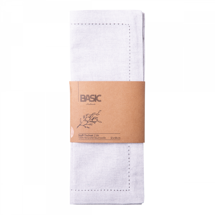 Stoff-Tischset 32 x 48 cm Grau-Melange, 2 Stk. - Basic Ambiente