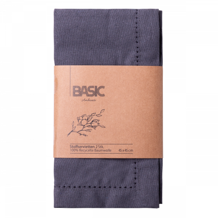 Stoffservietten 45 x 45 cm Stahlgrau, 2 Stk. - Basic Ambiente