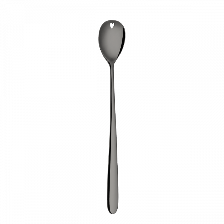 Latte-/Limonadenlöffel mit Herz PVD grey - Love Cutlery