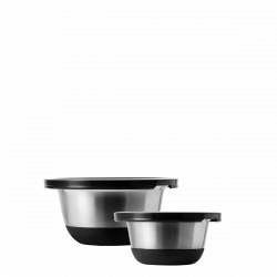Rührschüssel-Set CNS 4-tlg. mit Kunststoffdeckel und rutschfestem Silikon-Boden Basic Kitchen