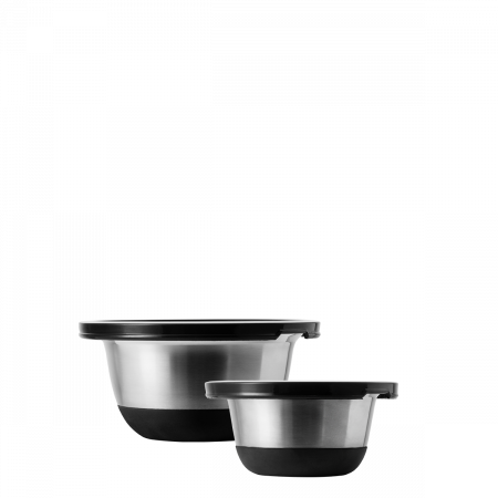 Rührschüssel-Set CNS 4-tlg. mit Kunststoffdeckel und rutschfestem Silikon-Boden Basic Kitchen