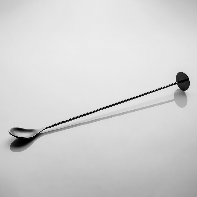 Barlöffel PVD schwarz matt 28 cm auf Hängekarton Basic Bar