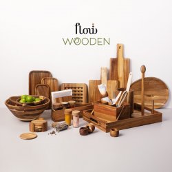 Schneidebrett mit Griff Akazie 33 x 23 cm - FLOW Wooden