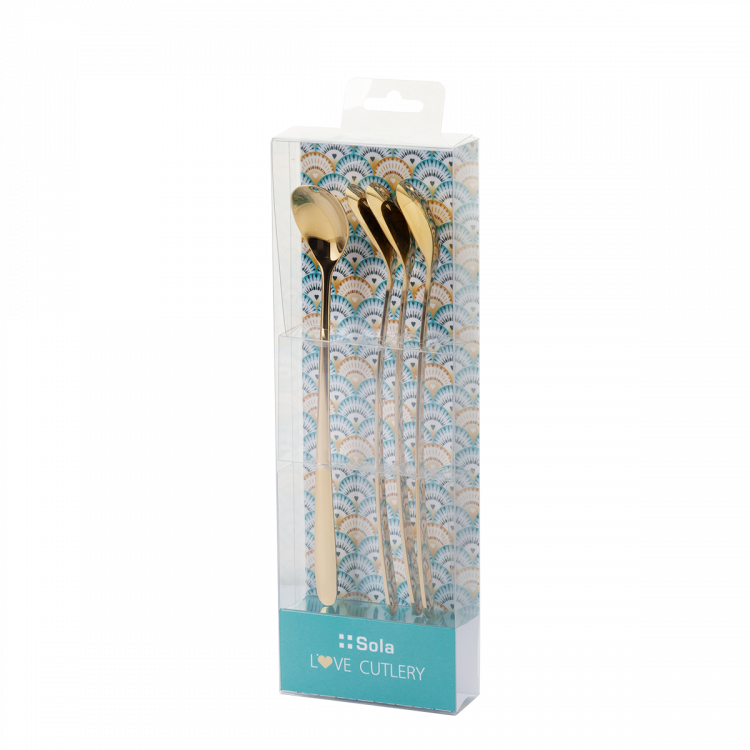 Latte Löffel mit Herz champagne 4er Set – Love Cutlery
